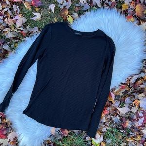 Dynamite Black and Clear Striped Long Sleeve Top